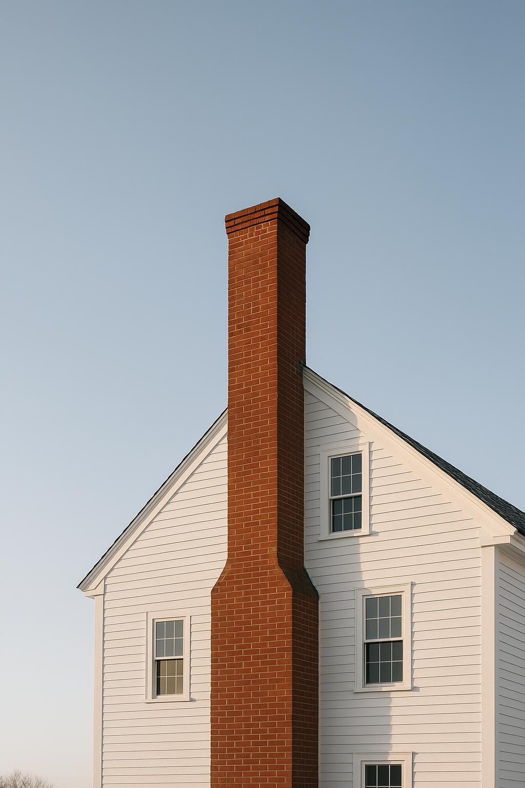 Brick chimney on a colonial house (illustration)